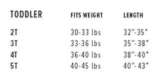 Bella Size Chart