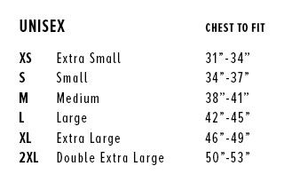 Unisex Crew Neck Sweatshirts Size Chart