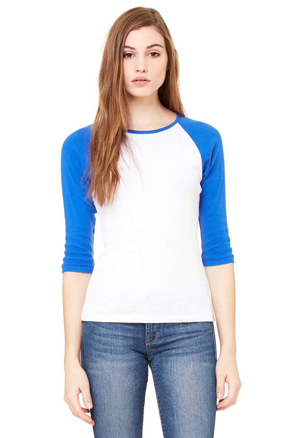 Women's Baby Rib 3/4 Sleeve Contrast Raglan Tee BellaCanvas