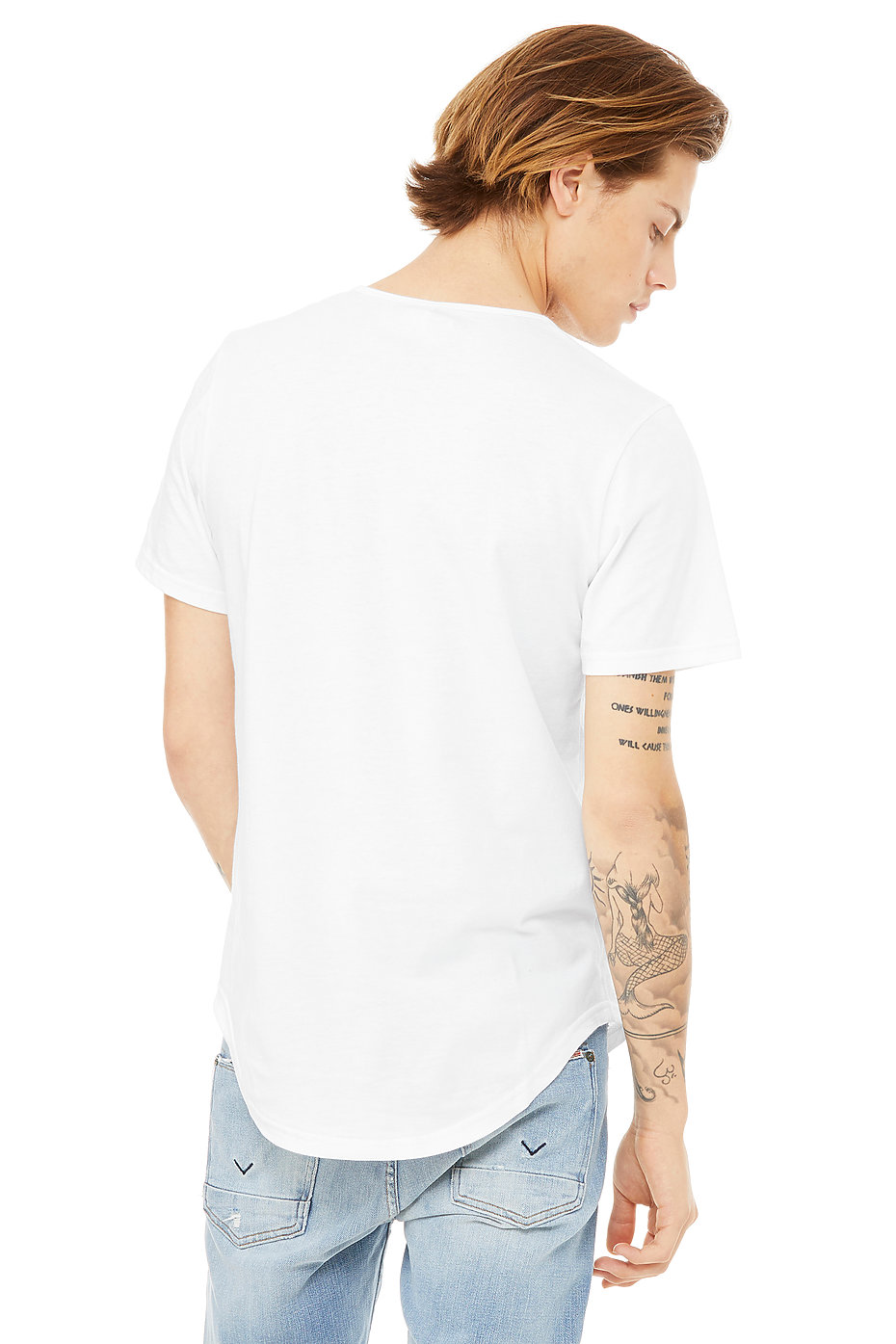 Mens Jersey SS T W Curved Hem