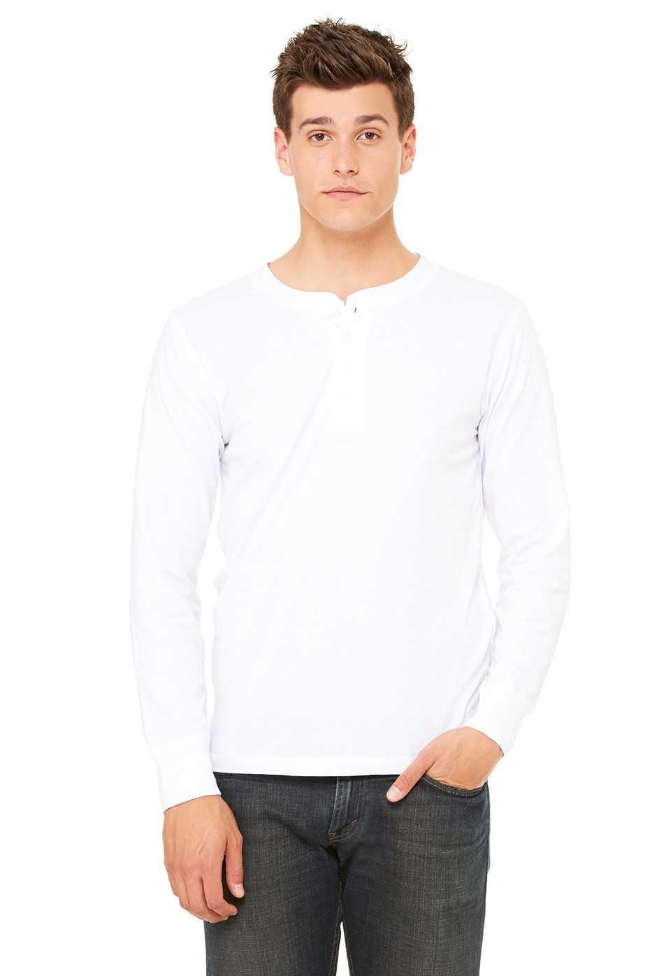 Men's Jersey Long Sleeve Henley | Bella-Canvas