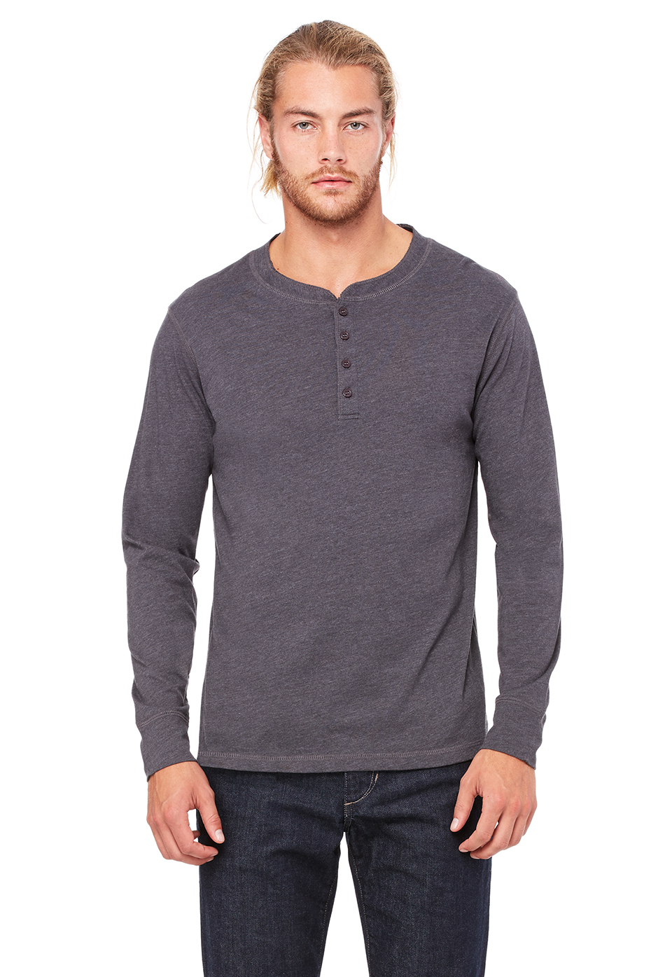 Men's Jersey Long Sleeve Henley | Bella-Canvas