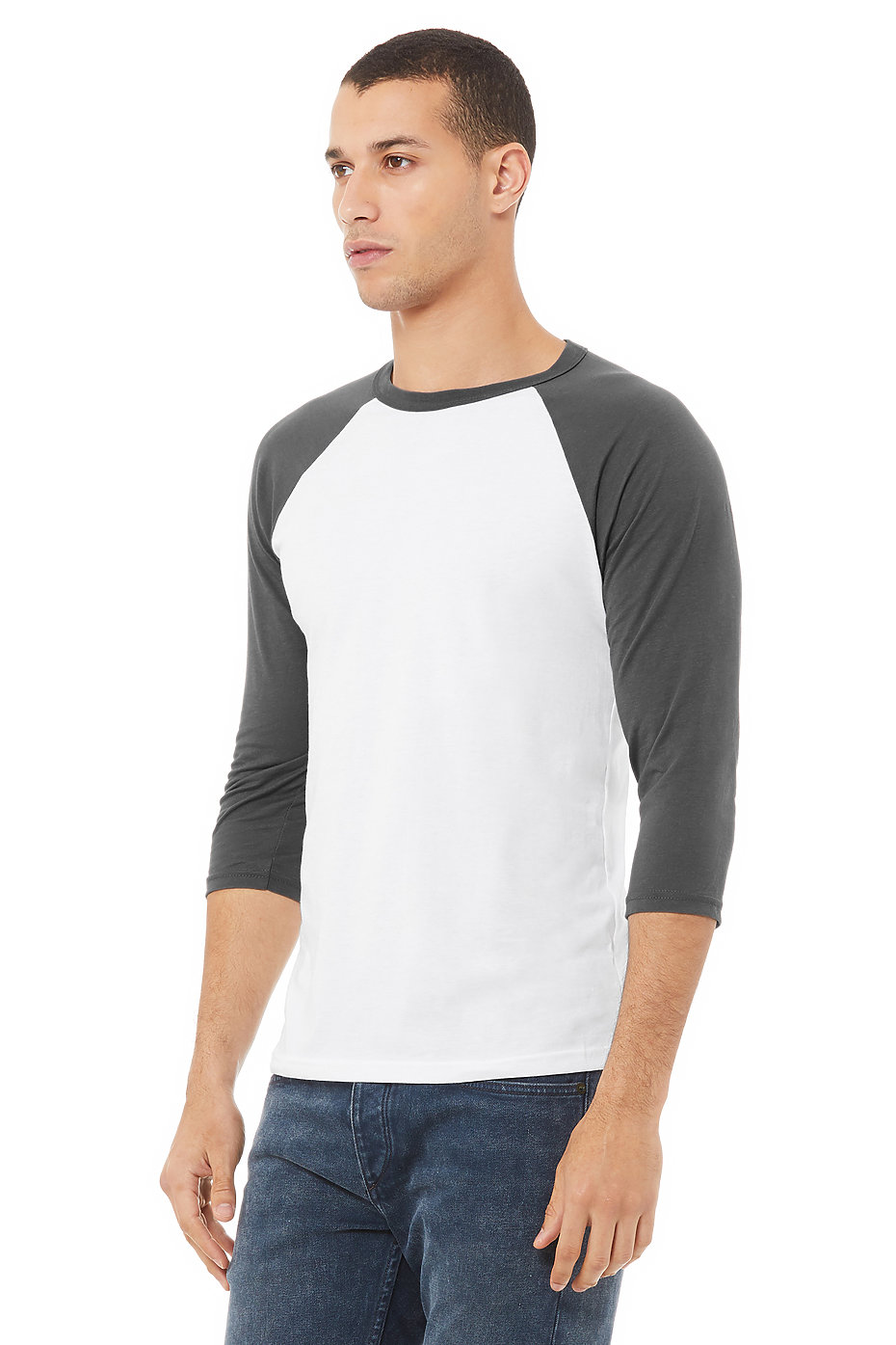 black and grey raglan shirt