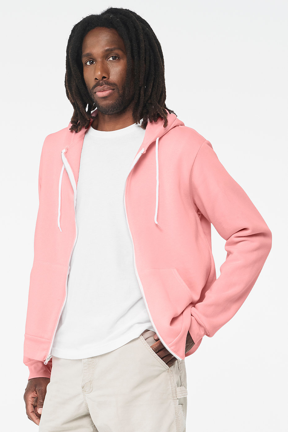 COTTON FLEECE CLASSIC ZIP UP HOODIE | LIGHT HEATHER GREY