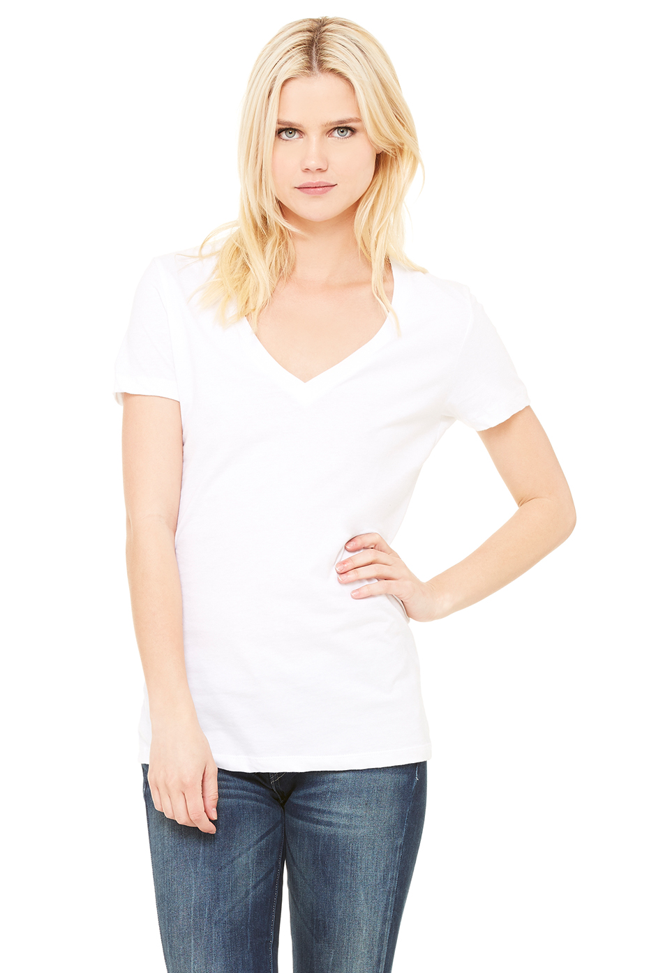 Women's Jersey Short Sleeve Deep V-Neck Tee | Bella-Canvas