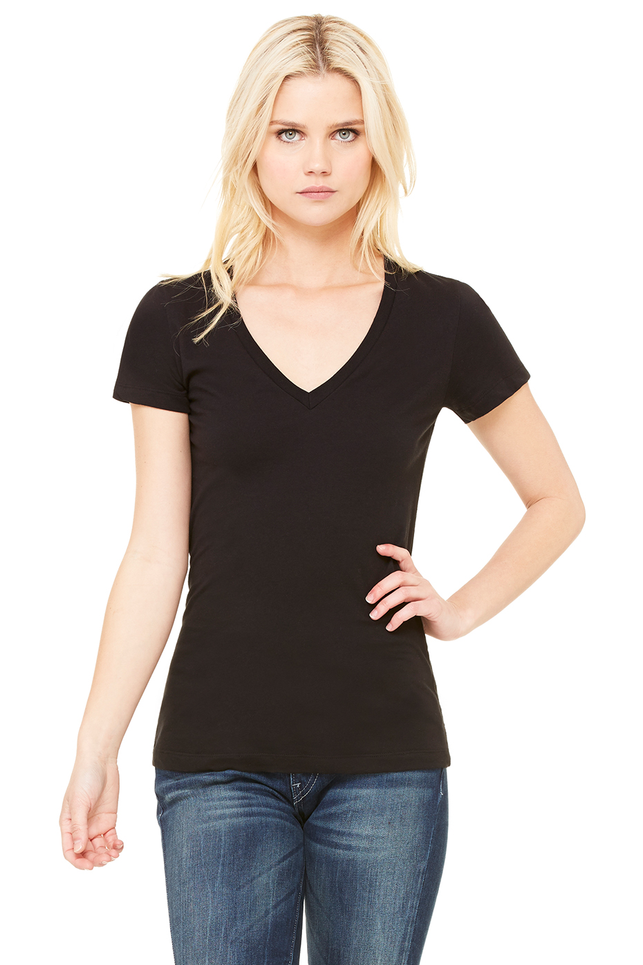 Women's Jersey Short Sleeve Deep V-Neck Tee | Bella-Canvas