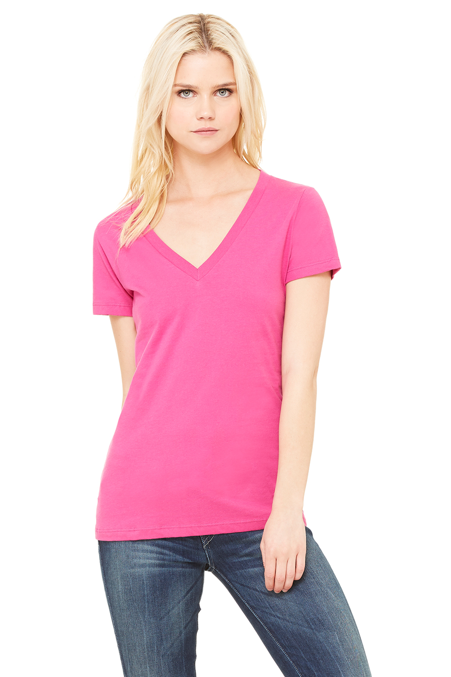 Women's Jersey Short Sleeve Deep V-Neck Tee | Bella-Canvas