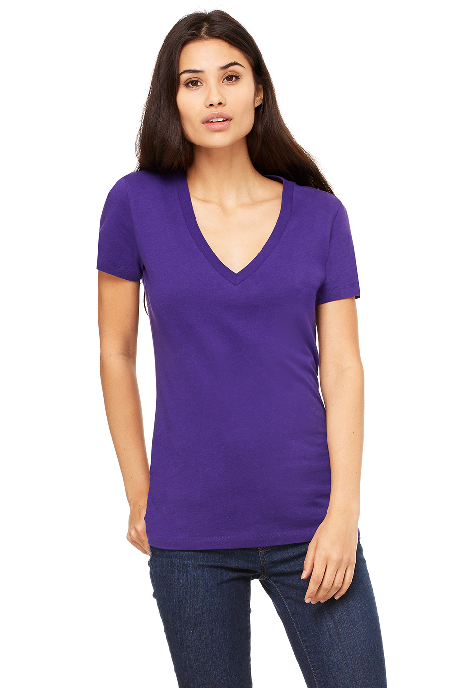 Download Women's Jersey Short Sleeve Deep V-Neck Tee | Bella-Canvas