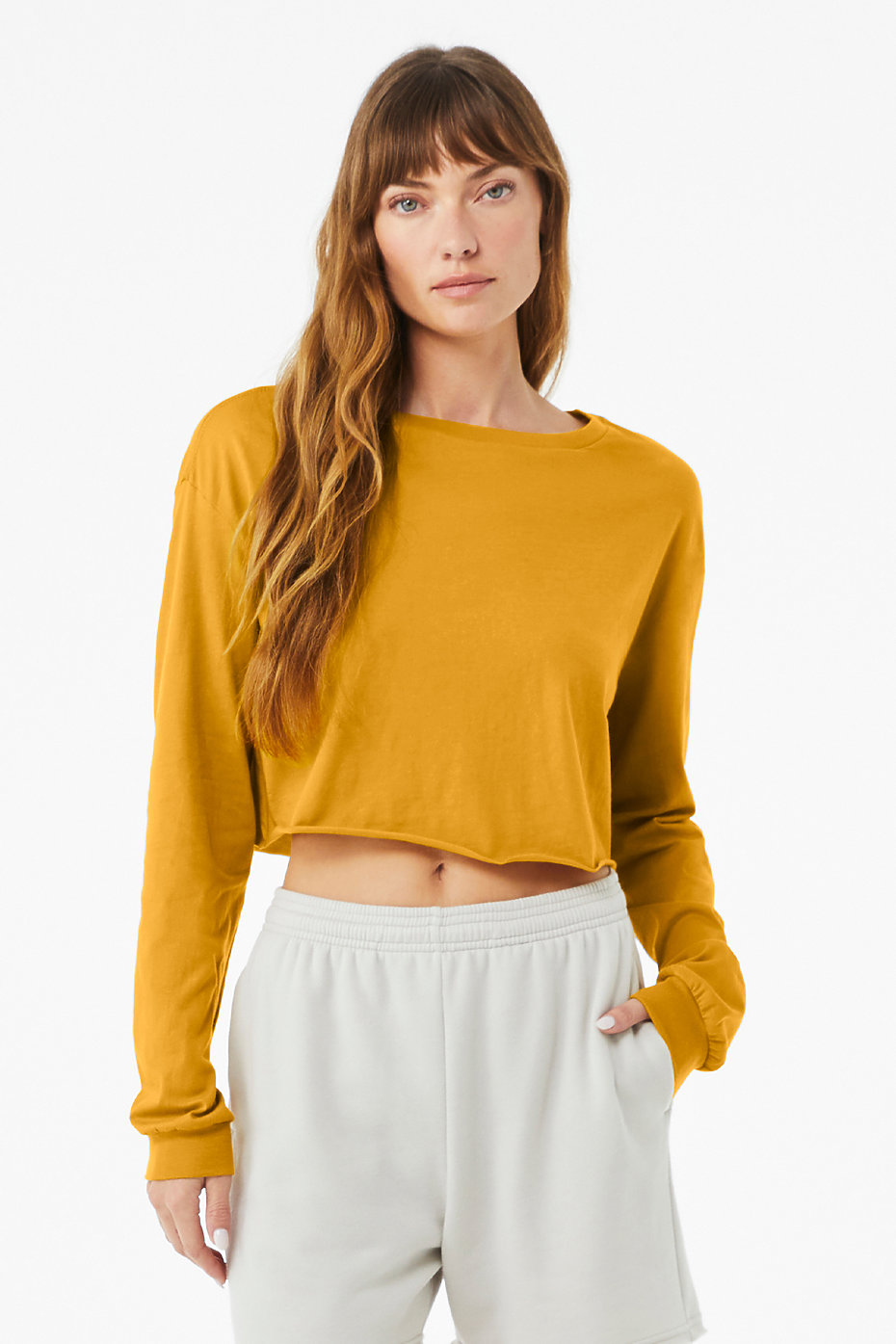 Long Sleeve Crop Top, Womens Wholesale Clothing, Blank Plain T Shirts