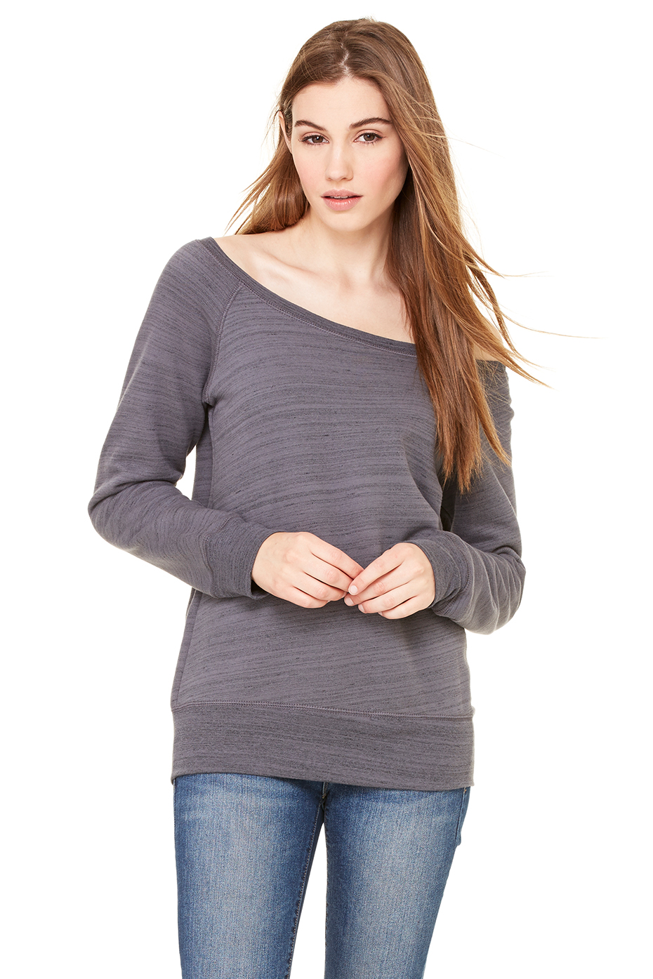 ladies wide neck sweatshirt