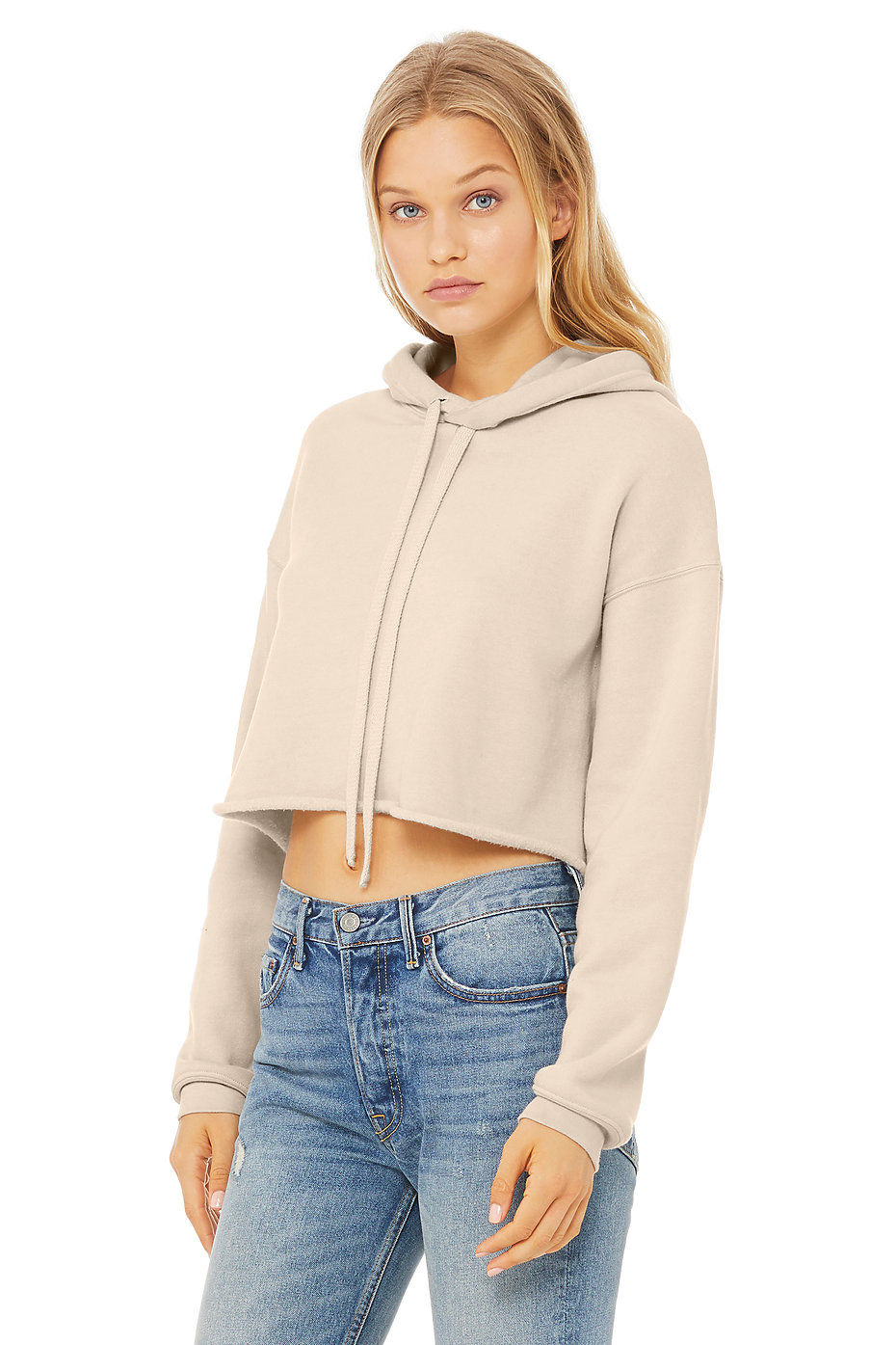 Women's Long Sleeves Elastic Hem Crop Hoodie main image 1