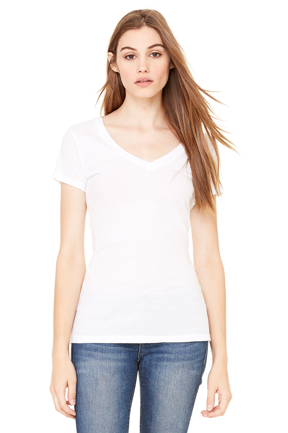 Women's Tissue Jersey Short Sleeve Deep V-Neck Tee | Bella-Canvas