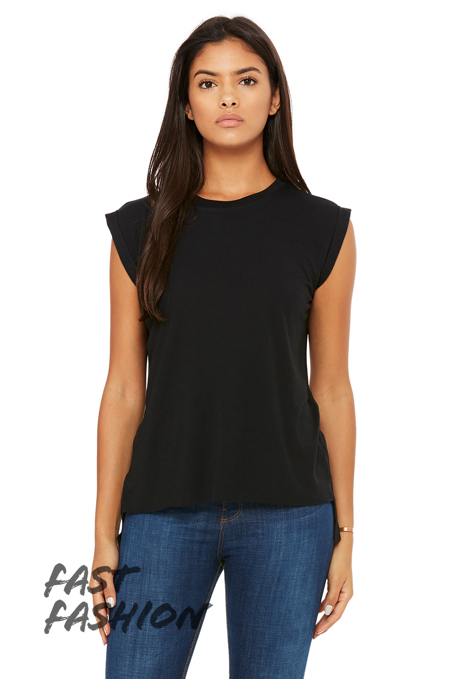 Download Women's Flowy Muscle Tee with Rolled Cuff | Bella-Canvas
