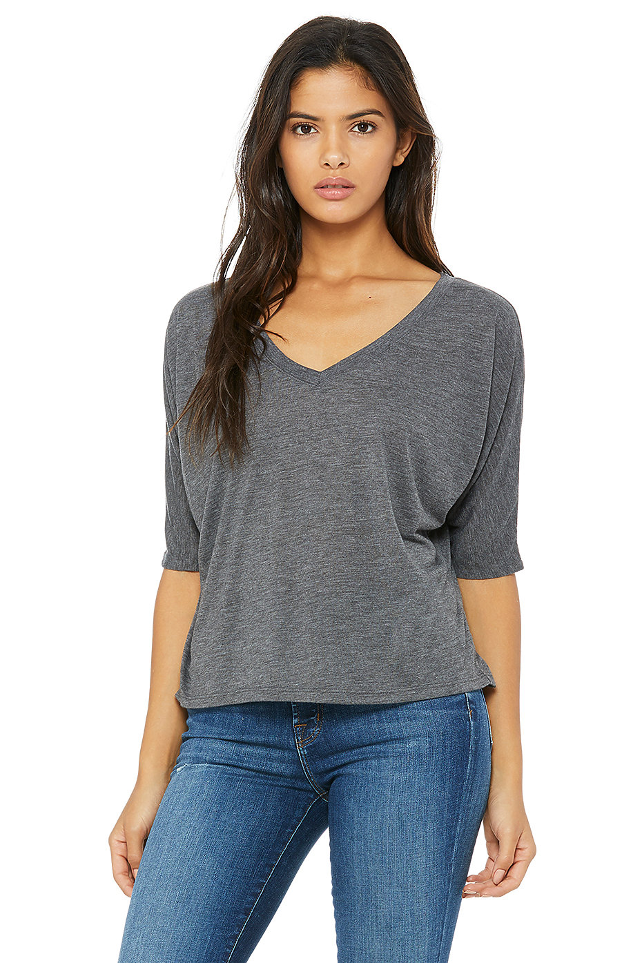 Women's Flowy HalfSleeve Cropped VNeck Tee BellaCanvas