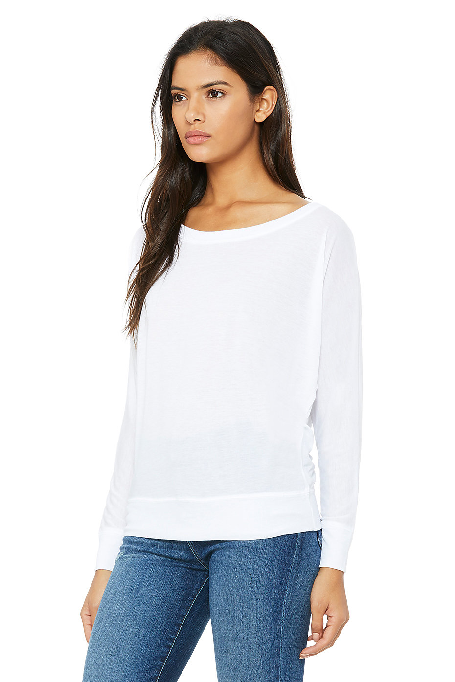 Long-Sleeve Off Shoulder T-ShirtS WHITE 8850 Bella Ladies 3.7 oz