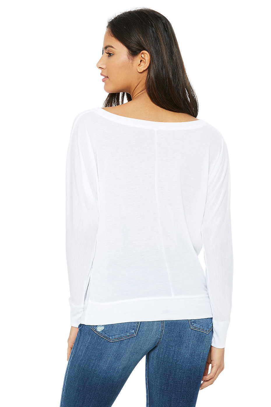 Long-Sleeve Off Shoulder T-ShirtS WHITE 8850 Bella Ladies 3.7 oz