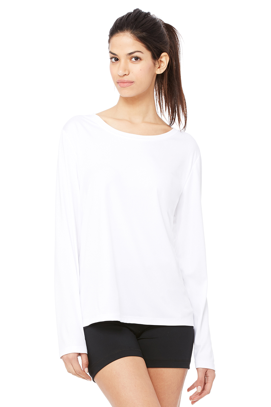 womens white long sleeve athletic shirt