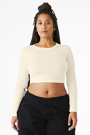 Bulk, Plain Blank Crop Tops, Long Sleeve Crop Top