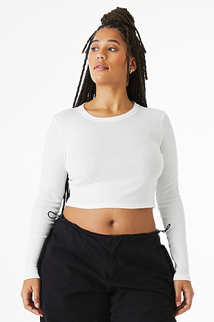 Baby Blue Ribbed Long Sleeve Crop Top  Long sleeve crop top, Crop tops,  Long sleeve