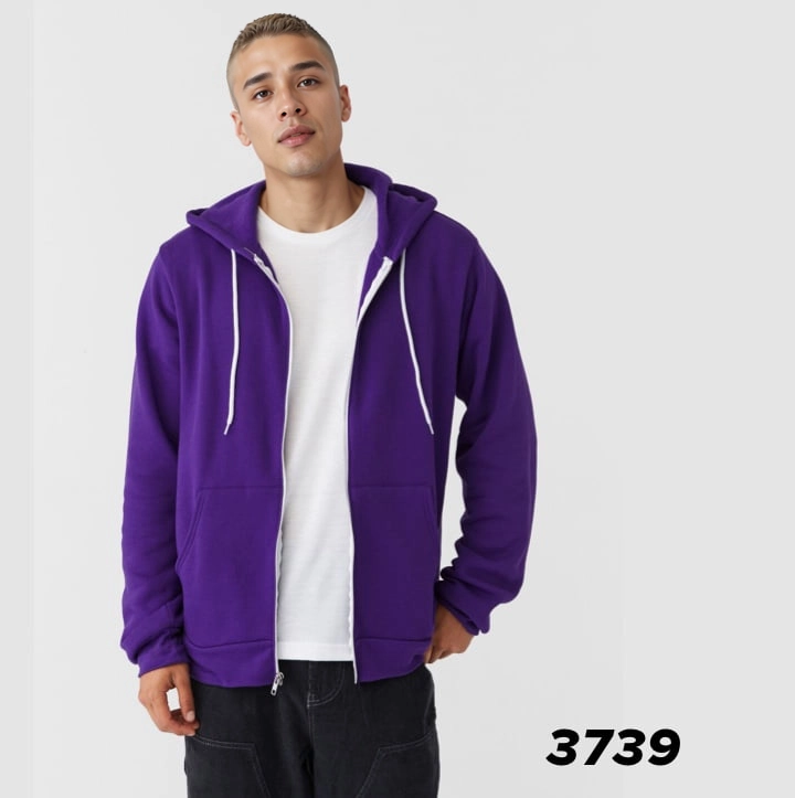 3739 UNISEX SPONGE FLEECE FULL-ZIP HOODIE in team purple. linking to product
