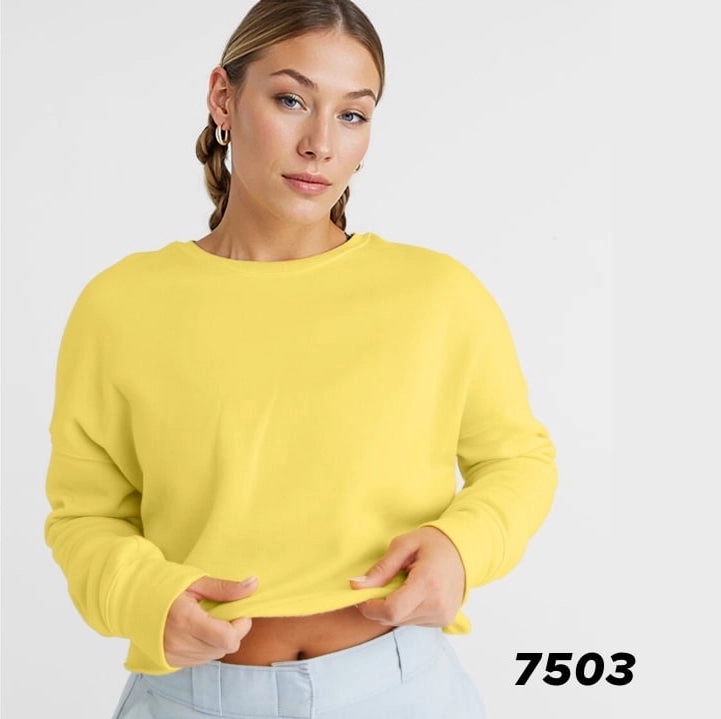 7503 WOMEN'S CROPPED CREW FLEECE in yellow. linking to product