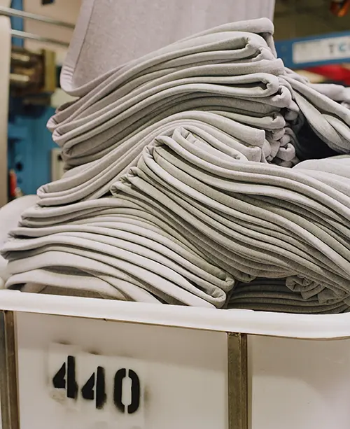 fabric in a bin